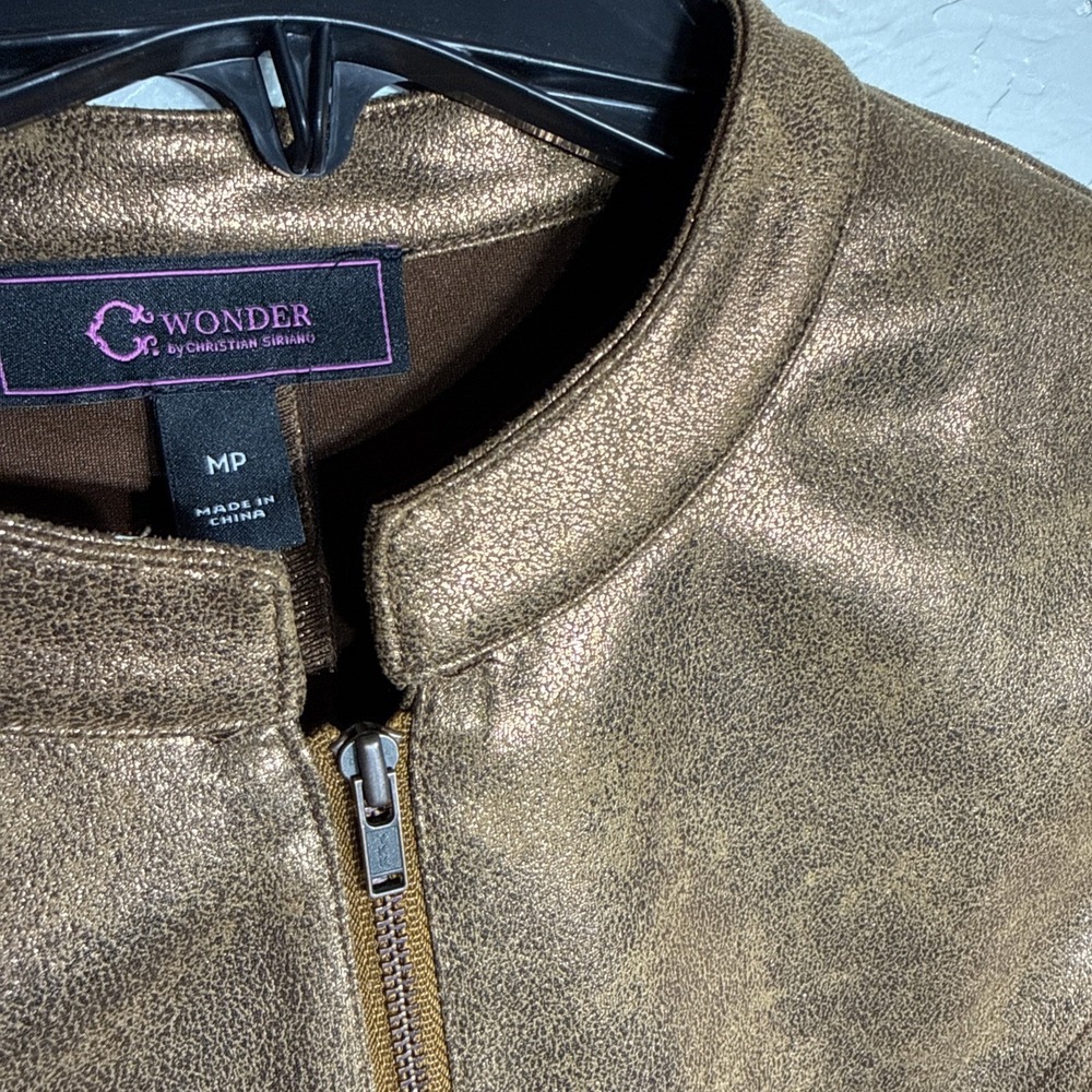 C Wonder Christian Siriano Metallic Knit Ruffle Jacket In Bronze WM M PETITE NWT - Picture 2 of 9